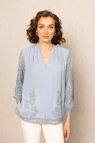 Blue stormi embroidered blouse