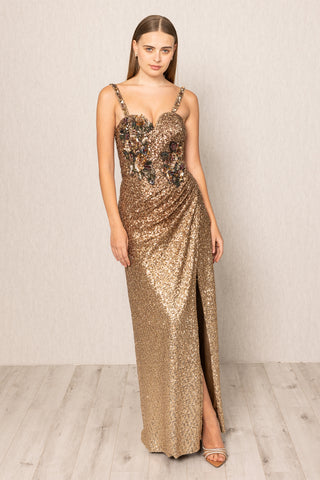 Solaria gold sequins gown