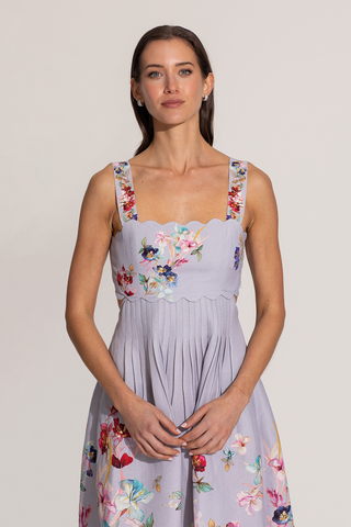 Anaya multicolor scallop bodice midi dress