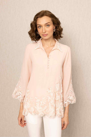 Arin pink embroidered top