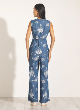 Blue taro sleeveless waist coat and pants