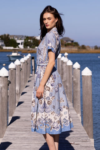 Vega sky blue midi shirt dress