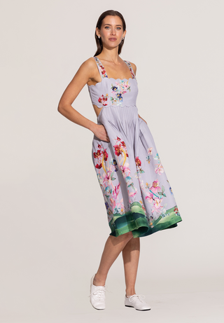Anaya multicolor scallop bodice midi dress
