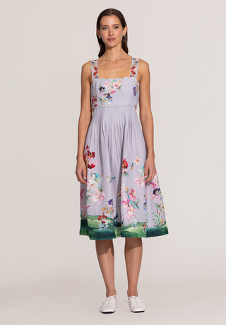 Anaya multicolor scallop bodice midi dress