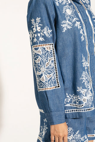 Vira blue button-down shirt