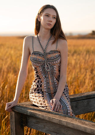 Siera brown corded maxi dress