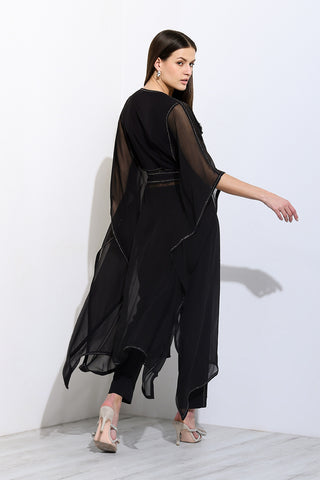 Della black drape tunic and pants