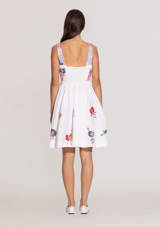 Saffy ivory pleated trim mini dress