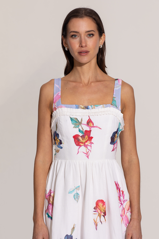 Saffy ivory pleated trim mini dress