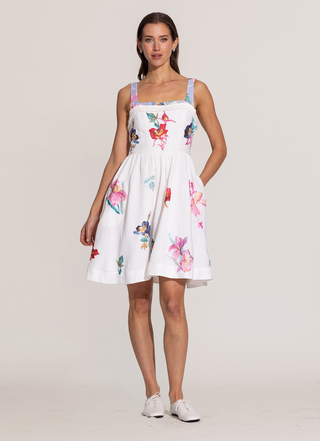 Saffy ivory pleated trim mini dress