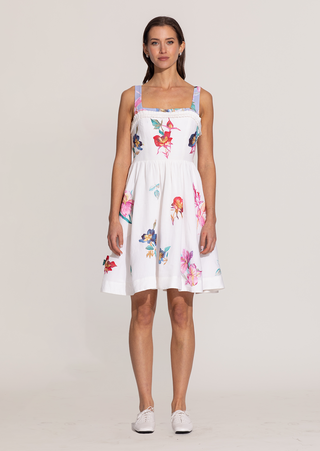 Saffy ivory pleated trim mini dress