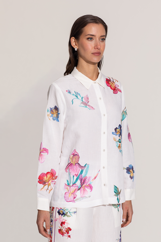Leah ivory button-down shirt and shorts