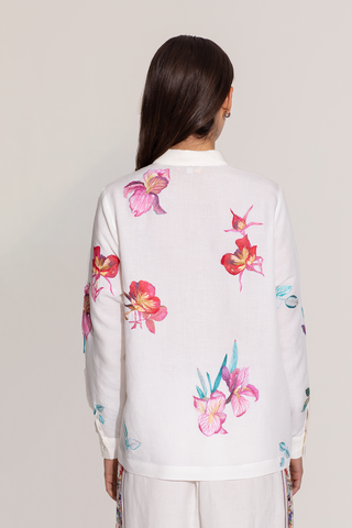 Leah ivory button-down shirt and shorts