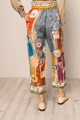 Multicolor tina pleated rara pants