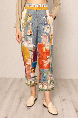 Multicolor tina pleated rara pants