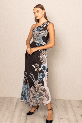 Amelia asymmetric pleated dress