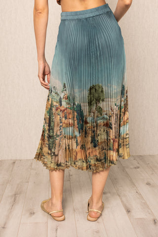 Teal blue lyon pleated skirt