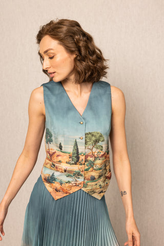 Teal blue ibiza waist coat