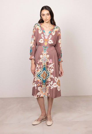 Arelis v neck midi dress