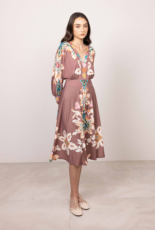 Arelis v neck midi dress