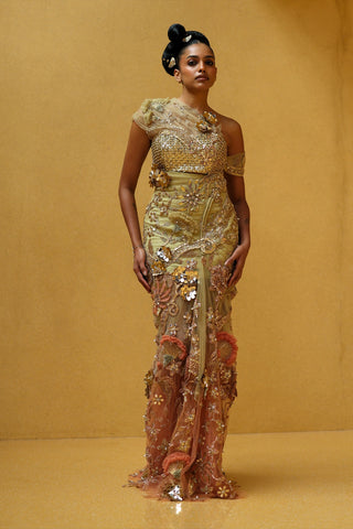 Oraya one-shoulder draped dress