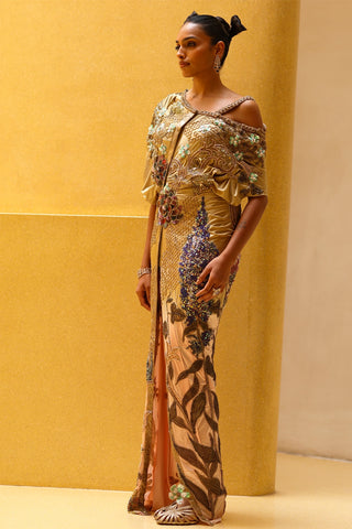 Amani one shoulder draped kaftan dress