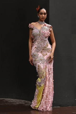 Solai butterfly structured pre-draped sari