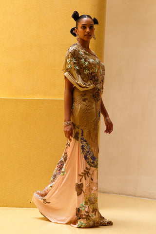 Amani one shoulder draped kaftan dress