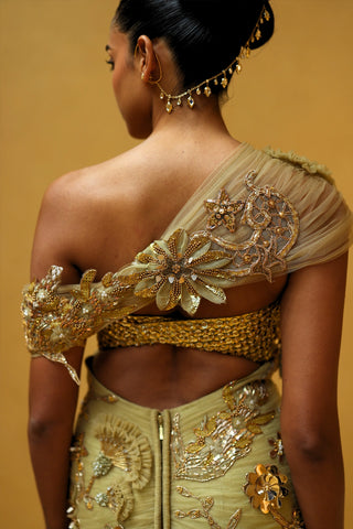 Oraya one-shoulder draped dress