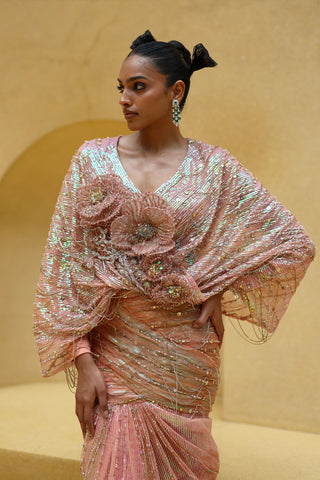 Ambrose draped skirt and cape blouse