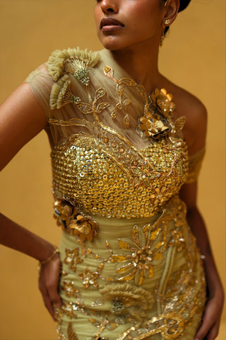 Oraya one-shoulder draped dress