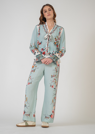 Isola multicolor neck tie blouse and pants