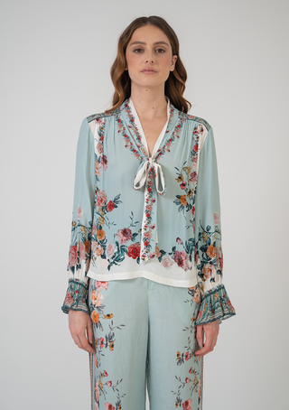Isola multicolor neck tie blouse and pants