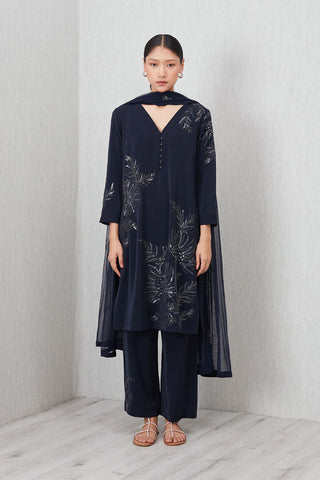 Tara navy blue tunic set