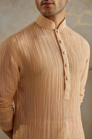 Blush Beige Tissue Kurta And Churidar by Chhavvi Aggarwal Men available on Indiaspopup.com