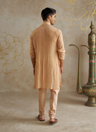 Blush Beige Tissue Kurta And Churidar by Chhavvi Aggarwal Men available on Indiaspopup.com