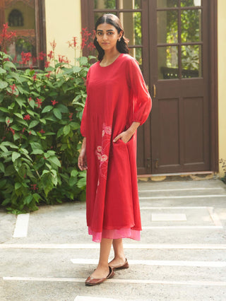 Crimson pintuck dress