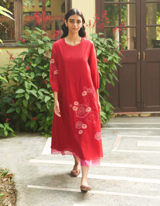 Crimson pintuck dress