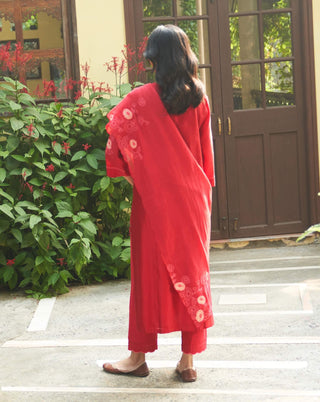 Crimson embroidered kurta set