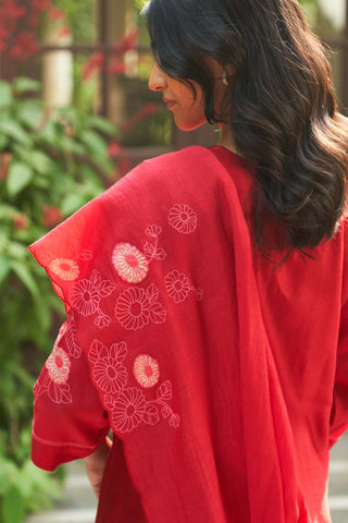 Crimson embroidered kurta set