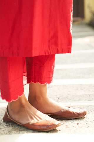 Crimson embroidered kurta set