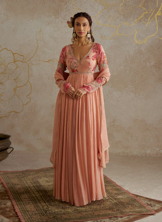 Blush Rose Anarkali And Dupatta by Chhavvi Aggarwal available on Indiaspopup.com