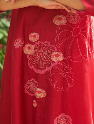 Crimson Applique Tunic And Pants by Vaayu available on Indiaspopup