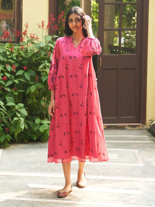 Rouge Printed Dress by Vaayu available on Indiaspopup