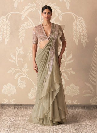 Sage green fitoor sari with blouse
