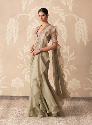 Sage green fitoor sari with blouse