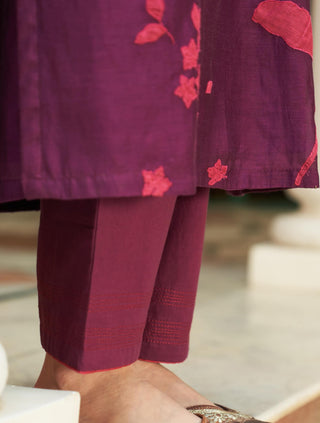 Amethyst Floral Applique Kurta Set by Vaayu available on Indiaspopup