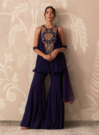Purple mannat kurti sharara set