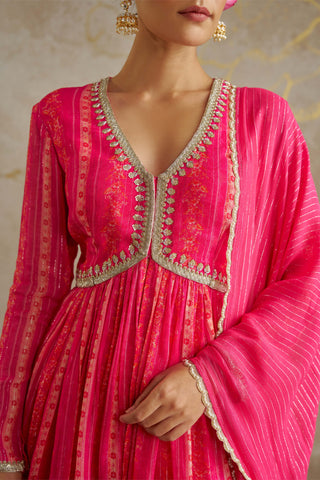 Pink Vine Printed Sharara Set by Chhavvi Aggarwal available on Indiaspopup.com