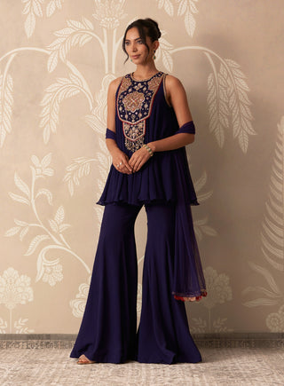 Purple mannat kurti sharara set